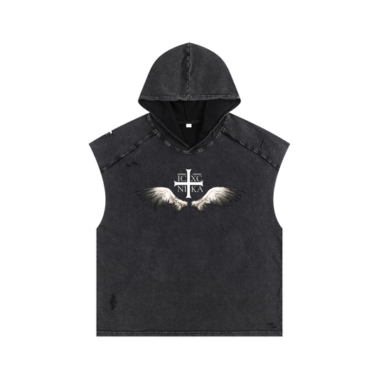 Snow Washed Boxy Hooded Tank Top
